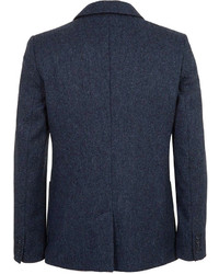 Topman Blue Marl Herringbone Tweed Suit Jacket