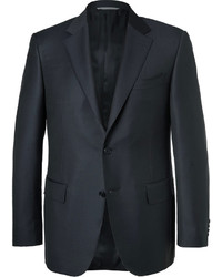 Canali Blue Slim Fit Super 130s Wool Suit Jacket