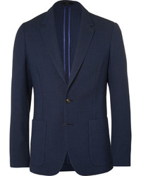 Paul Smith Blue Slim Fit Unstructured Merino Wool Blazer