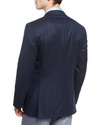 Brioni Colosseo Textured Two Button Wool Blazer Navy