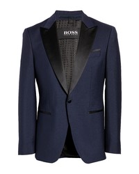 BOSS Huge Dark Blue Wool Mohair Tuxedo Jacket