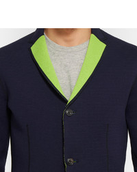 Kolor Navy Bonded Cotton Blend Jersey Blazer