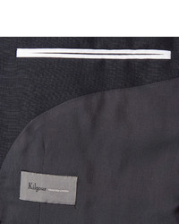 Kilgour Navy Contrast Trimmed Mohair And Wool Blend Blazer
