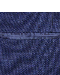 Canali Navy Kai Slim Fit Wool Linen And Silk Blend Blazer