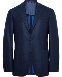 Canali Navy Kei Unstructured Double Faced Wool Blazer