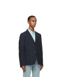 Gucci Navy Mohair And Wool Gauze Blazer