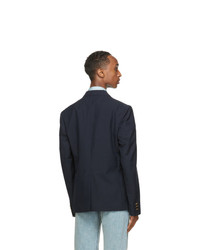 Gucci Navy Mohair And Wool Gauze Blazer