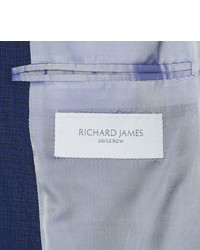 Richard James Navy Slim Fit Basketweave Wool Suit Jacket