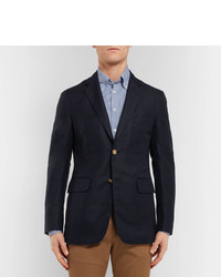 Dunhill Navy Slim Fit Mohair And Wool Blend Blazer