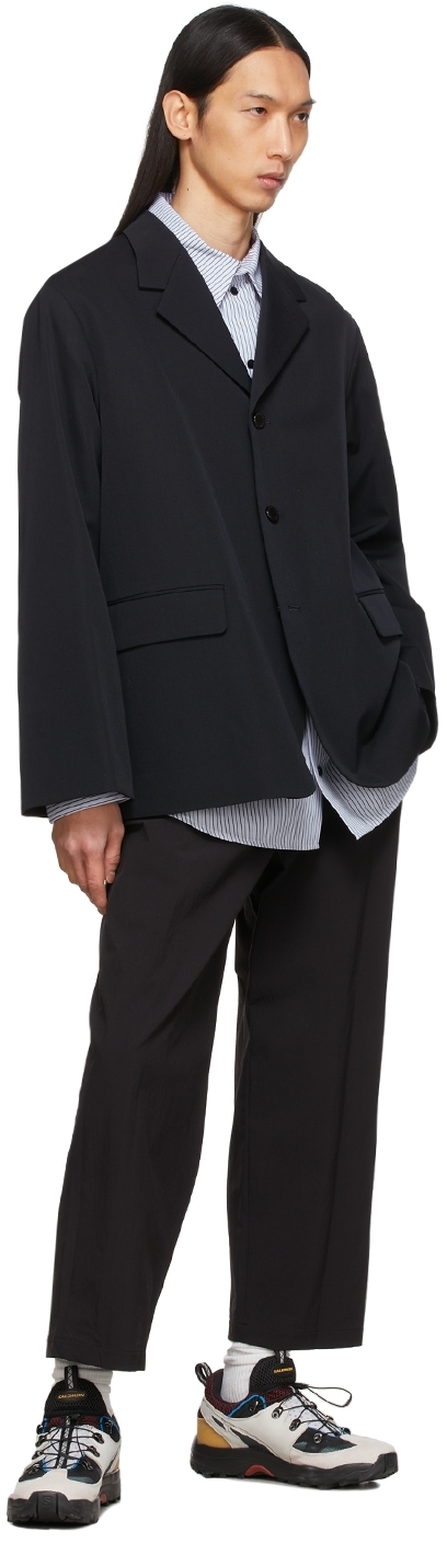 Fumito Ganryu Navy Wool Flattened Blazer, $1,025 | SSENSE | Lookastic