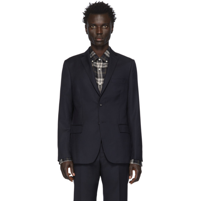 Officine Generale Navy Wool Pinpoint 375 Blazer, $445 | SSENSE | Lookastic