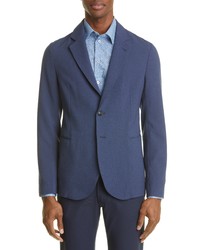 Emporio Armani Rice Stitch Wool Blend Sport Jacket In Blue At Nordstrom