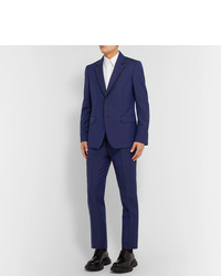 Alexander McQueen Royal Blue Slim Fit Wool And Mohair Blend Suit Jacket