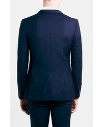 Topman Skinny Fit Navy Pin Dot Suit Jacket
