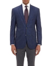 Barneys New York Super 120s Speckled Two Button Sportcoat Blue