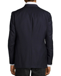 Hickey Freeman Two Button Worsted Wool Blazer Navy