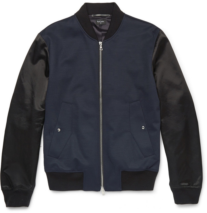 Paul Smith Ps By Panelled Wool Blend Bomber Jacket, $695 | MR PORTER ...