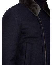 Wooyoungmi Shearling Collar Wool Bomber Jacket