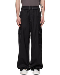 Sunnei Black Contrast Stitching Cargo Pants