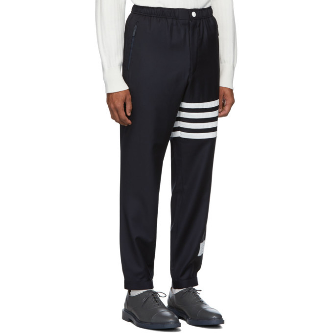 Thom Browne Navy 4 Bar Track Trousers, $553 | SSENSE | Lookastic