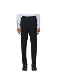 Z Zegna Navy Formal Banded Drawstring Trousers