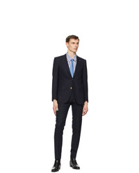 Husbands Navy Fresco Tapered High Waisted Trousers