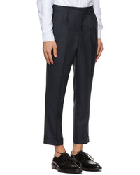 AMI Alexandre Mattiussi Navy Tropical Wool Carrot Fit Trousers
