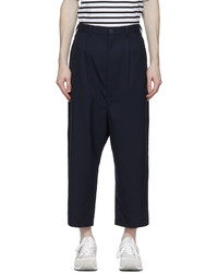 Comme des Garcons Homme Navy Tropical Wool Wide Leg Trousers