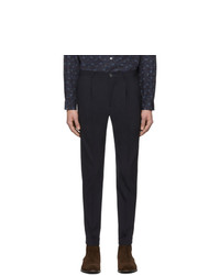 Ps By Paul Smith Navy Turn Up Pleated Trousers