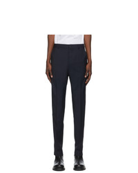 Valentino Navy Wool And Mohair Stripe Trousers