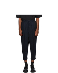 AMI Alexandre Mattiussi Navy Wool Carrot Fit Chino Trousers