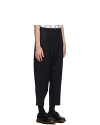 Comme des Garcons Homme Deux Navy Wool Gabardine Thick Trousers