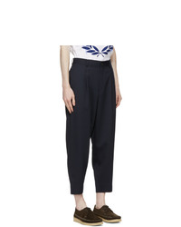Comme des Garcons Homme Deux Navy Wool Pleated Trousers