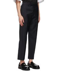 We11done Navy Wool Slim Trousers