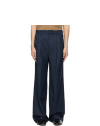 Recto Navy Wool Tailored Trousers