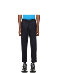 Kenzo Navy Wool Tapered Trousers