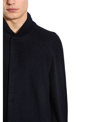 Emporio Armani Boiled Wool Coat W Knit Collar