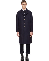 Thom Browne Navy Long Relaxed Bal Collar Coat