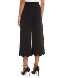 RED Valentino Scalloped Wool Blend Culottes Navy