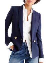 Navy Wool Double Breasted Blazer