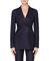 SUISTUDIO Cameron Double Breasted Wool Cashmere Suit Jacket
