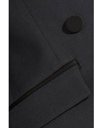 Pallas Double Breasted Satin Trimmed Wool Blazer Navy