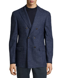Brunello Cucinelli Double Breasted Wool Jacket Dark Blue