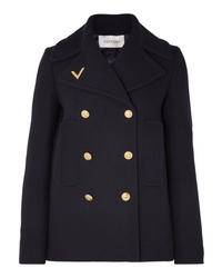 Valentino Embellished Double Breasted Wool Peacoat