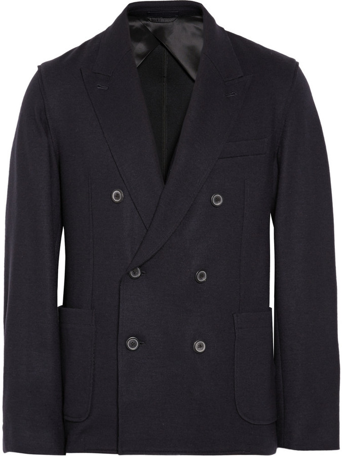 Lanvin Unstructured Double Breasted Wool Blend Blazer | Where to buy ...