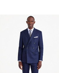 J.Crew Ludlow Double Breasted Suit Jacket In Heathered Italian Wool Flannel