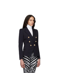 Balmain Navy Wool Double Breasted Blazer