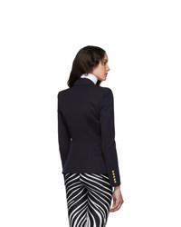 Balmain Navy Wool Double Breasted Blazer