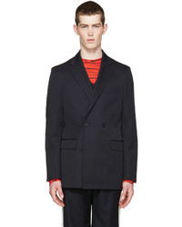 Raf Simons Navy Wool Double Breasted Blazer