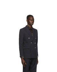 Burberry Navy Wool Double Breasted English Blazer